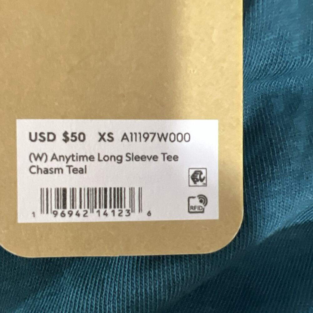 Allbirds Womens XS Anytime Long Sleeve Tee Pullover T-Shirt Teal Blue Soft Top - Picture 7 of 11